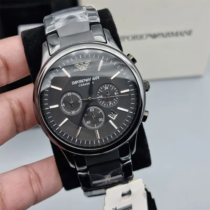 Emporio Armani Ceramica Chronograph Black Dial Men's Watch | AR1451